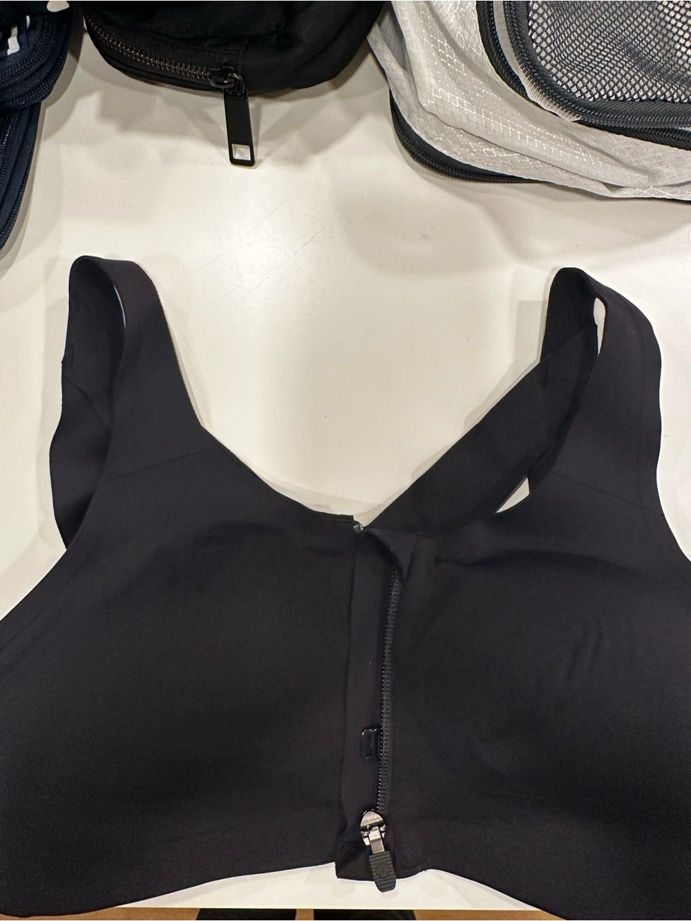 lululemon athletica Black Padded Zip Front Sports Bra with Keyhole Back